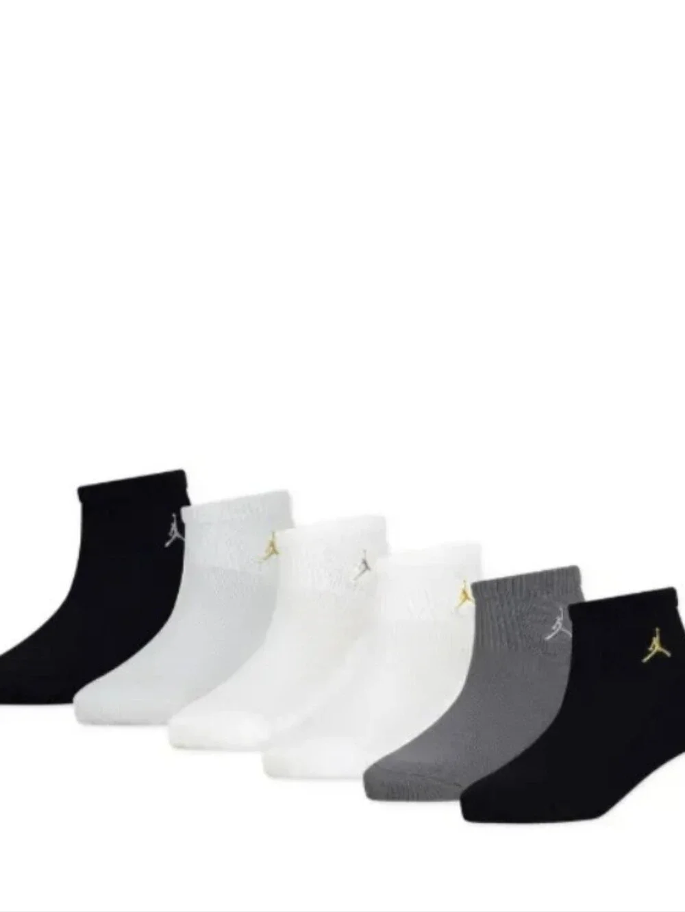 Jordan 6-PK Cushioned Ankle Socks- White/Black/Grey